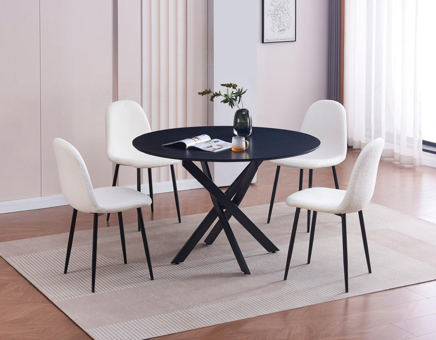 Ensemble Jessica rond avec chaises Scandinaves